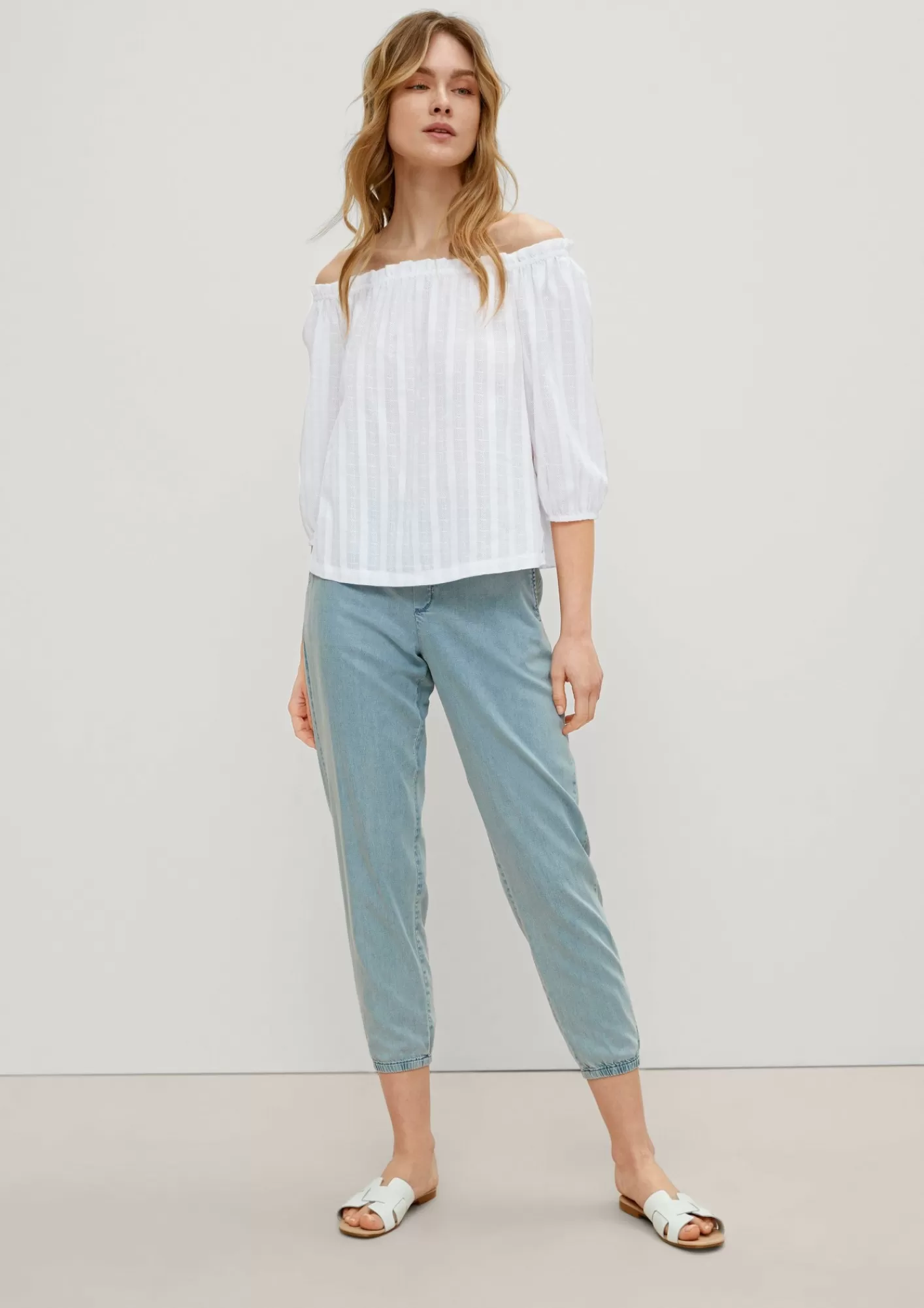 Discount Comma Baumwollbluse Mit Webstruktur