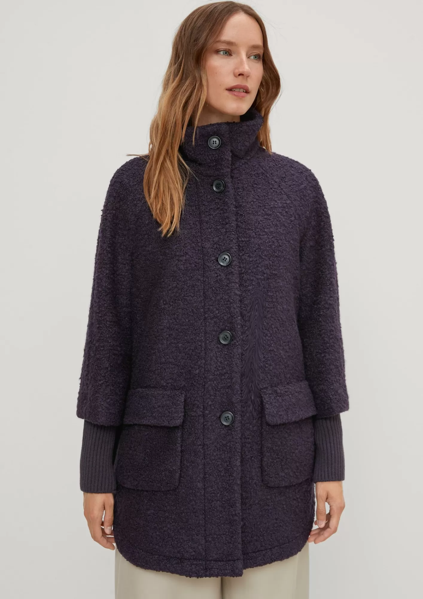 Hot Comma Bouclejacke Im Cape-Stil