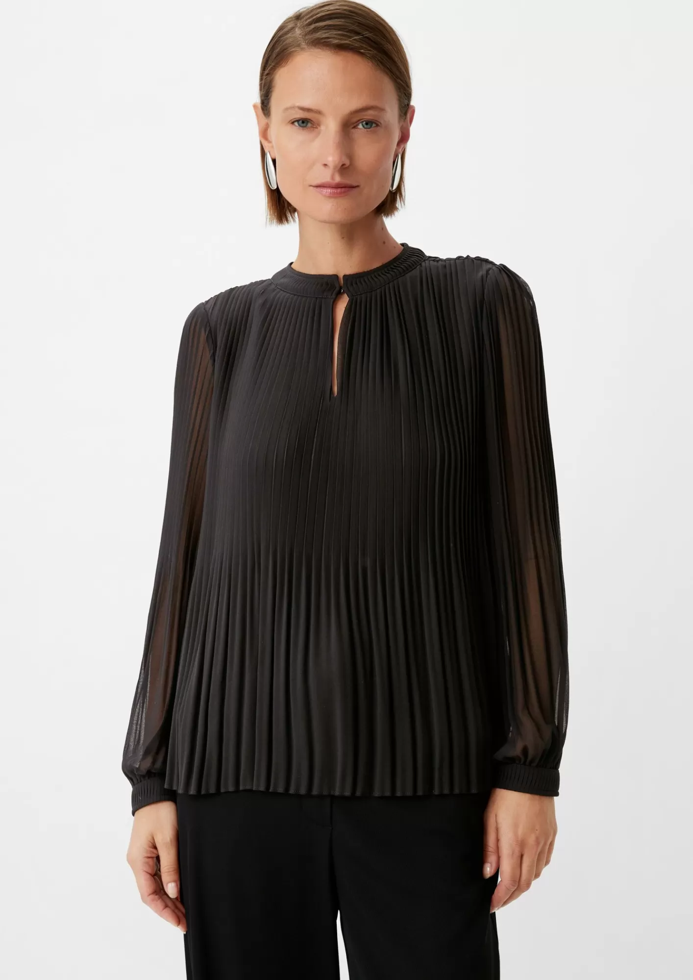 Flash Sale Comma Chiffon-Bluse Mit Plisseefalten