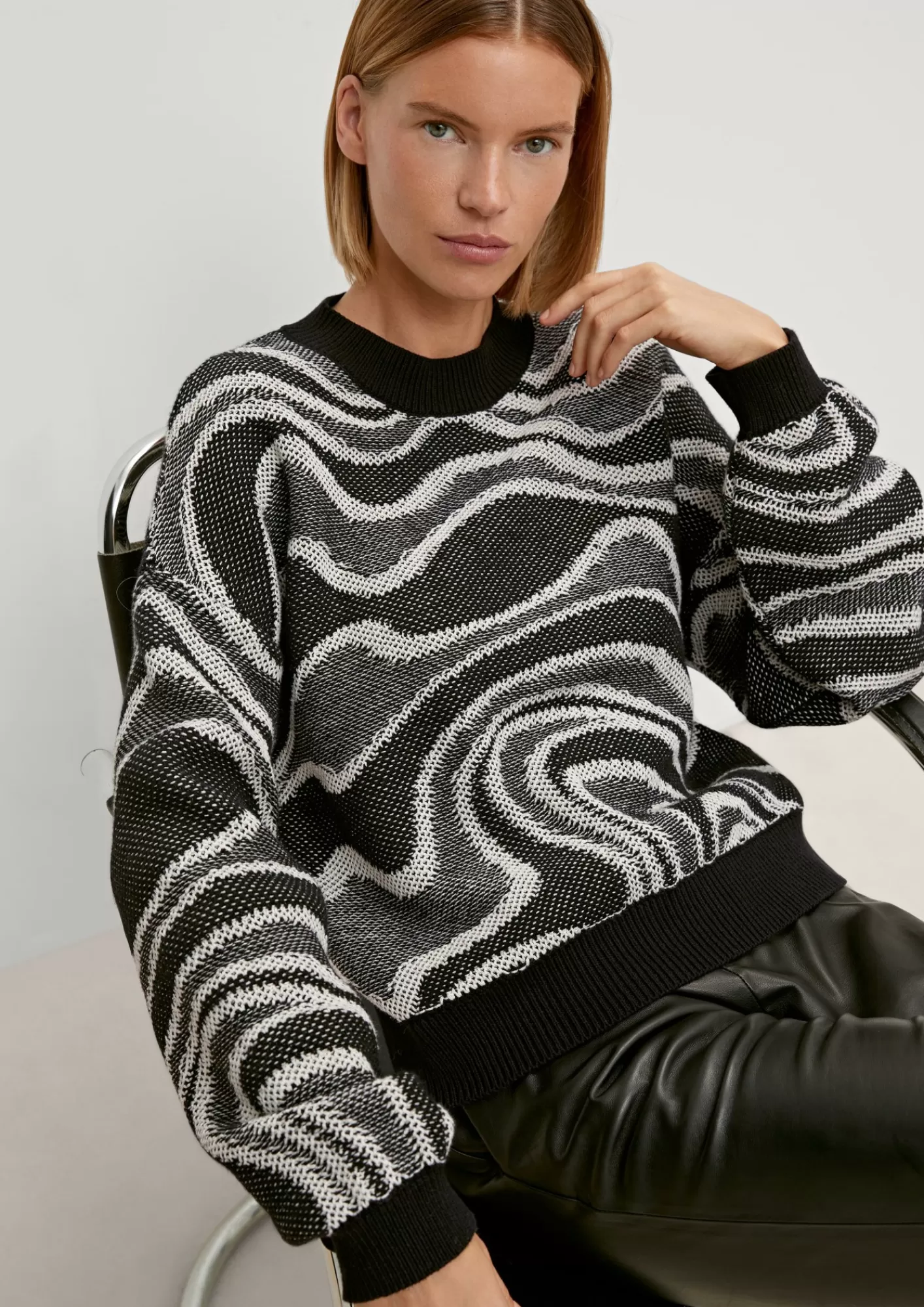 Outlet Comma Cropped-Pullover Mit Muster