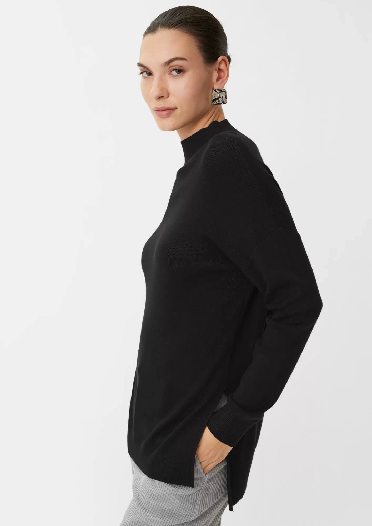 Discount Comma Langer Strickpullover Mit Turtleneck