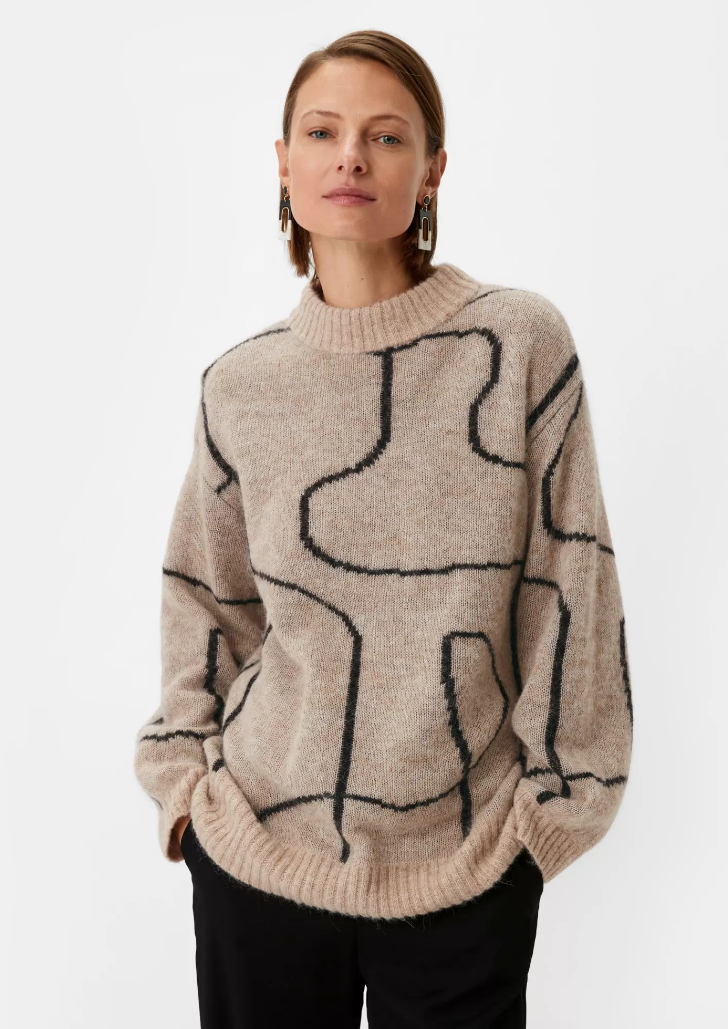 Hot Comma Lockerer Strickpullover Mit Alpakawolle