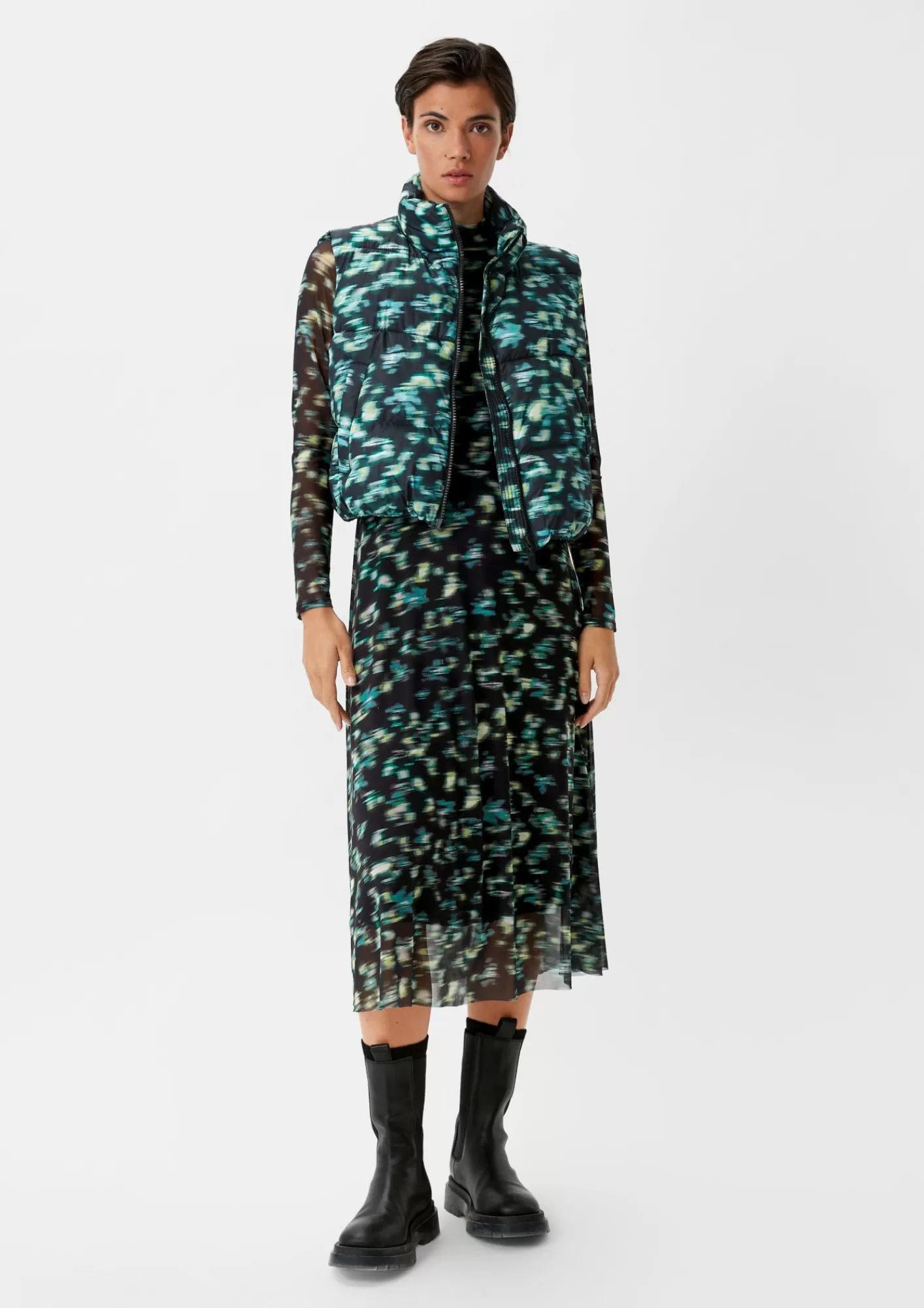 Clearance Comma Meshkleid Mit Stehkragen