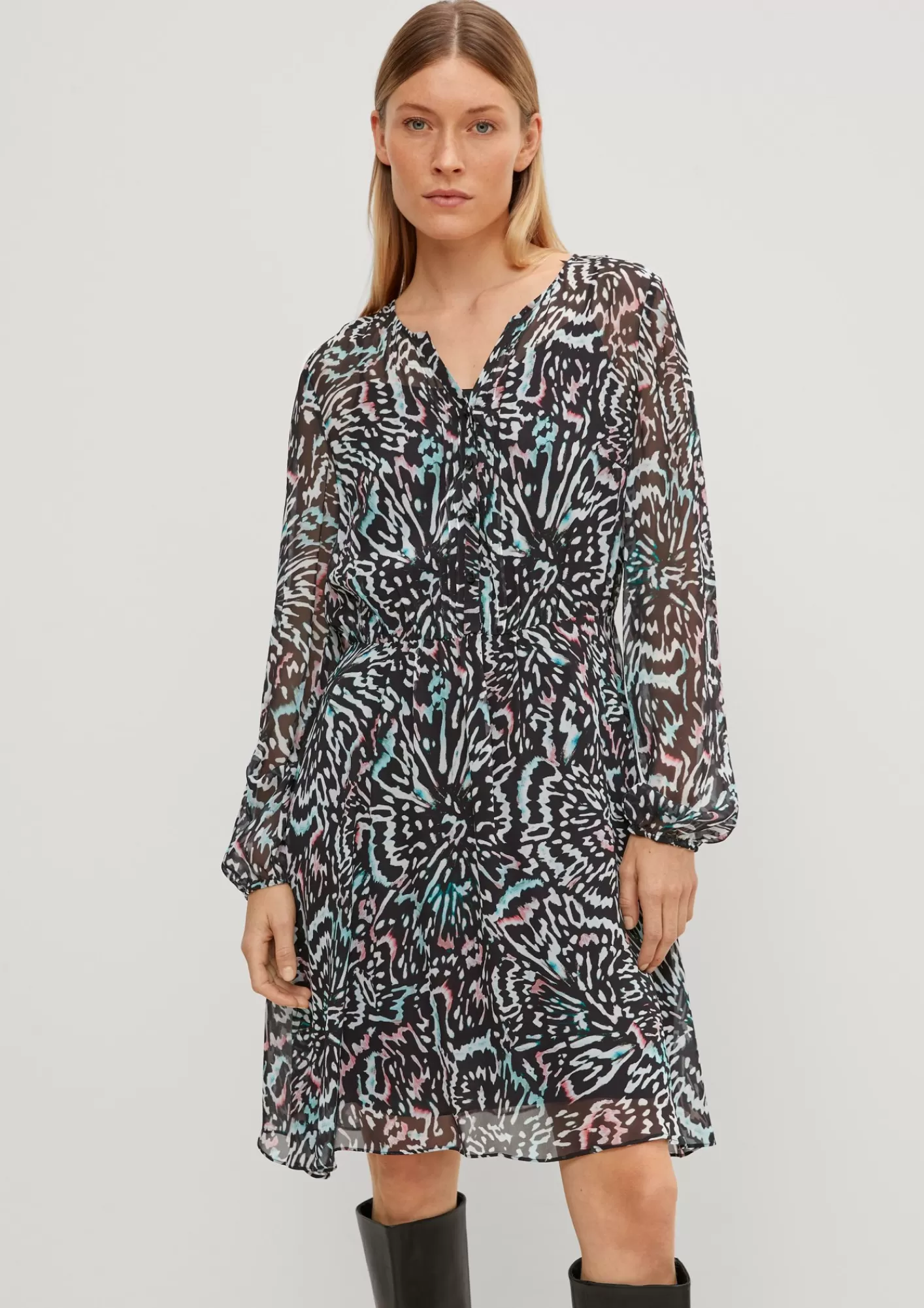 Clearance Comma Midikleid Aus Viskose