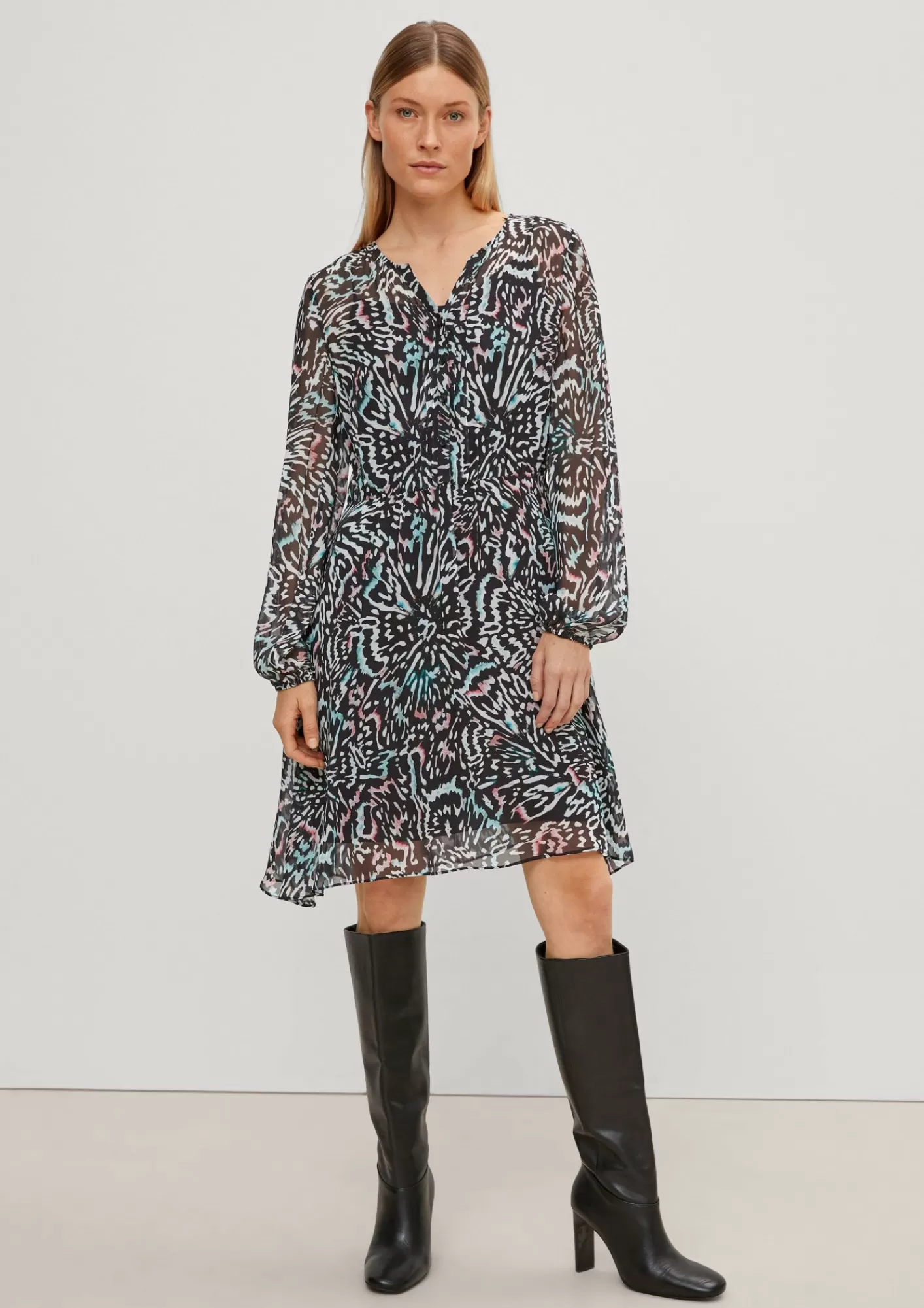 Clearance Comma Midikleid Aus Viskose