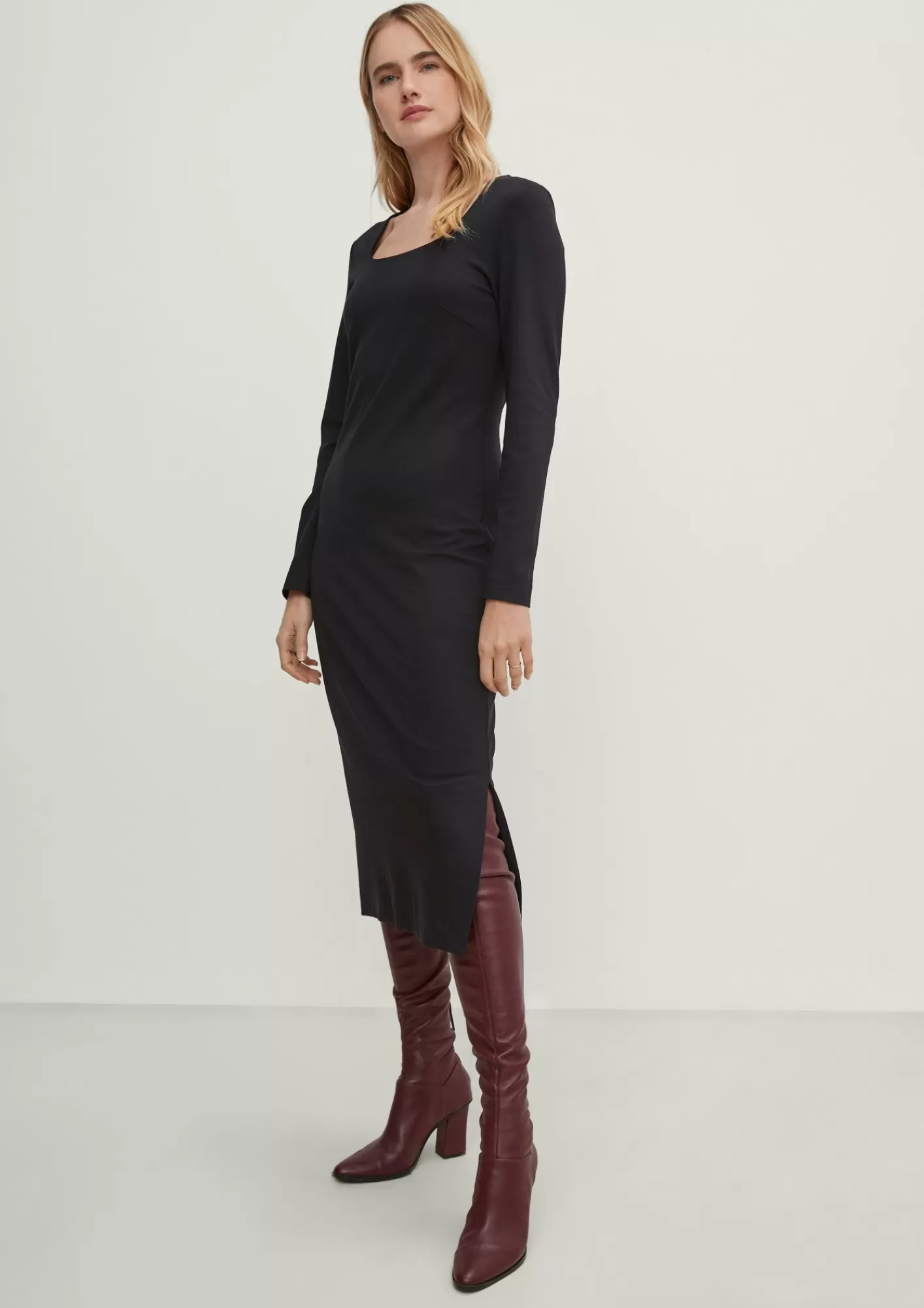 Clearance Comma Midikleid Aus Viskosemix