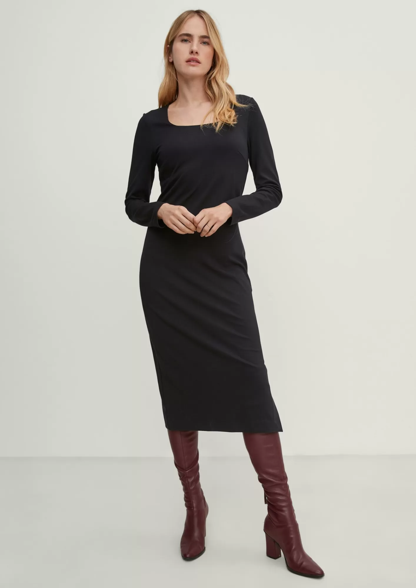 Clearance Comma Midikleid Aus Viskosemix