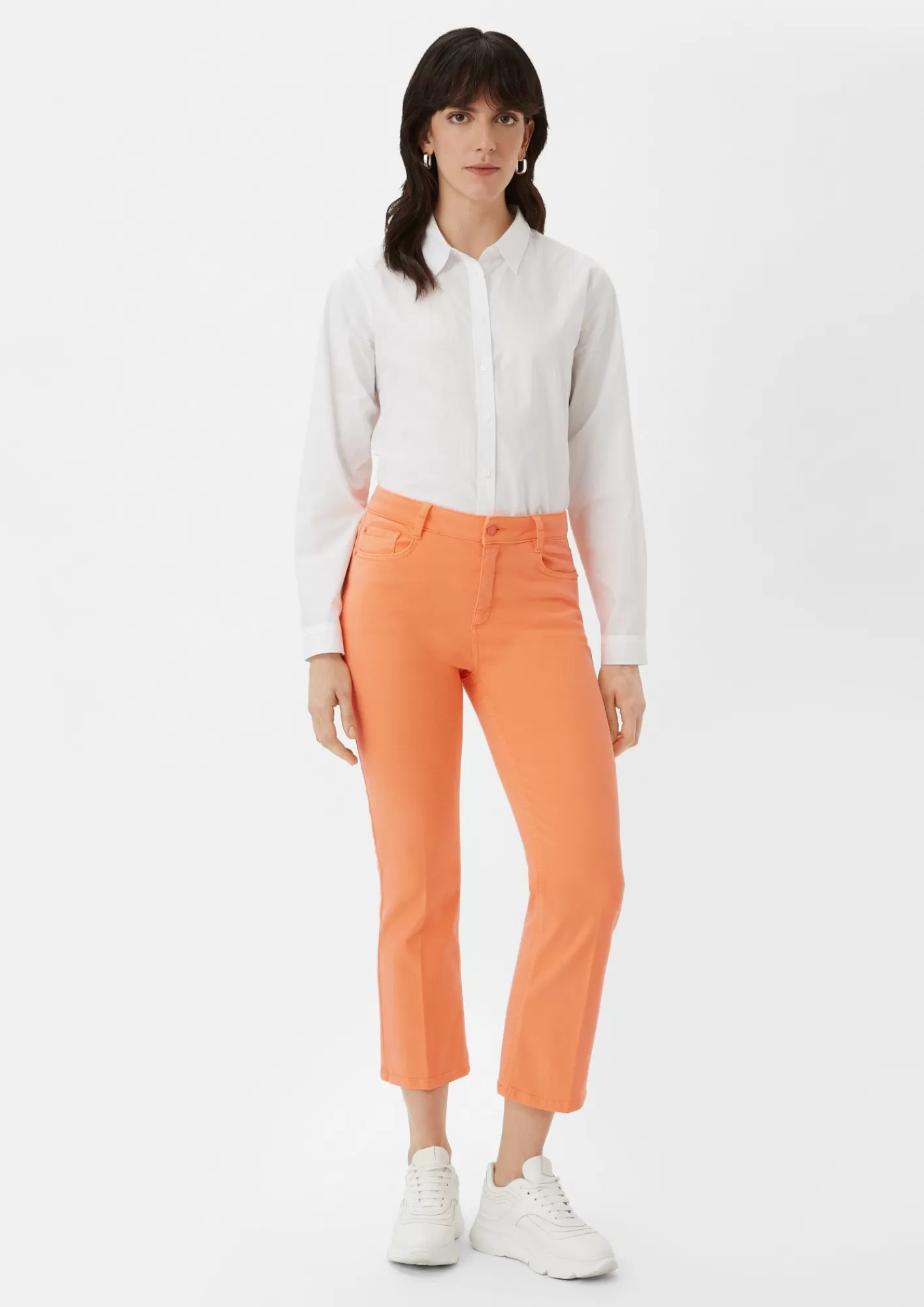 Fashion Comma Regular: Twill-Hose Mit Flared Leg