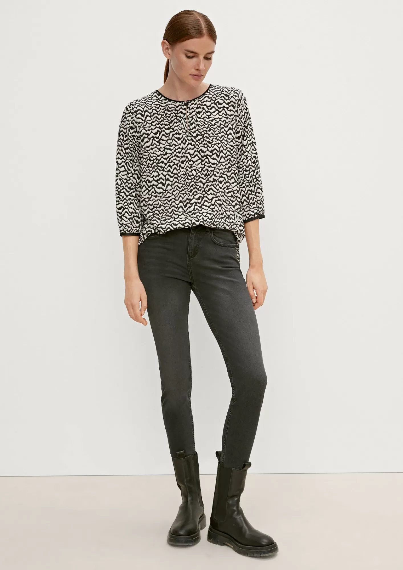 Hot Comma Skinny: Jeans Mit Waschung