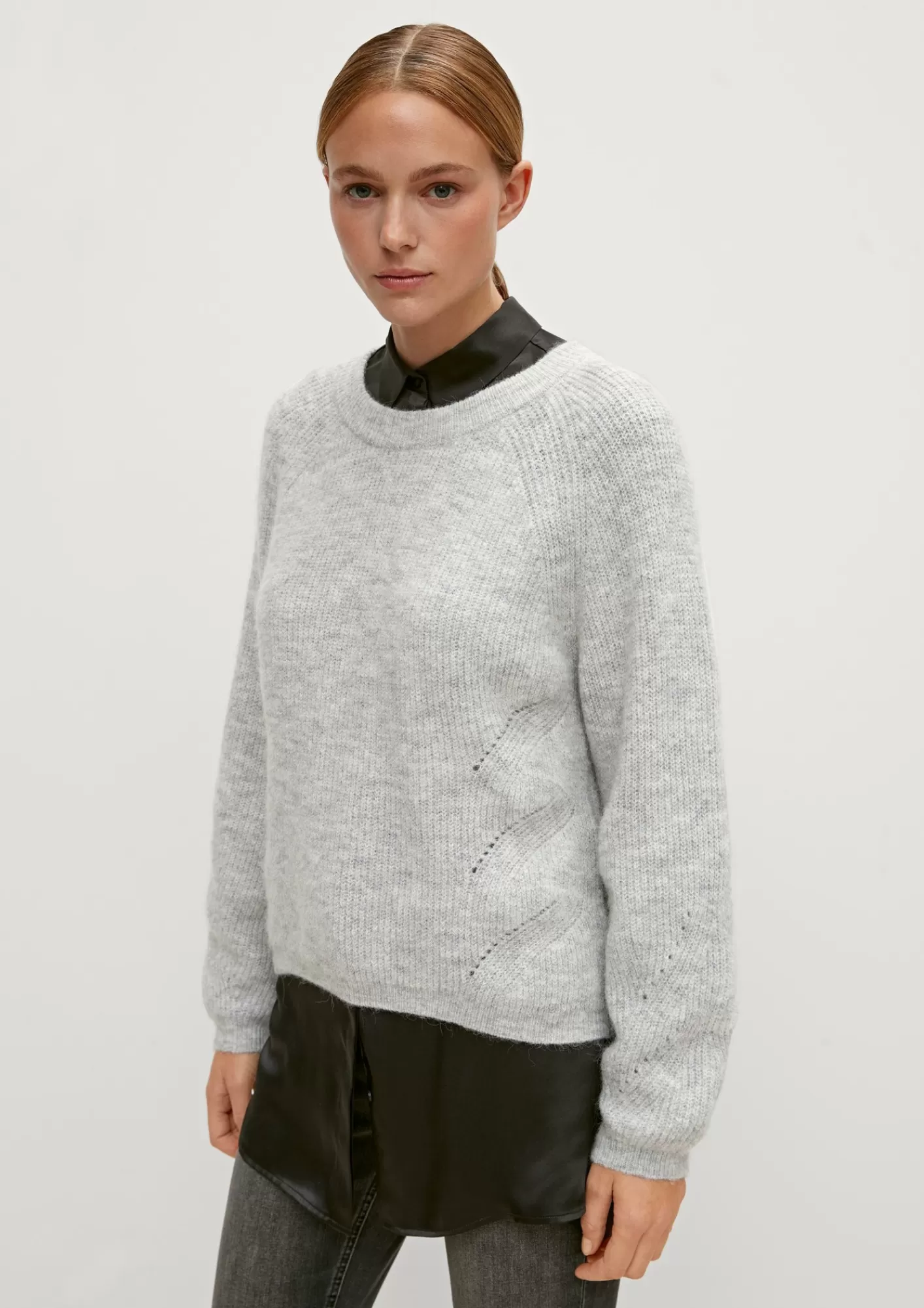 Online Comma Strickpullover Mit Feinem Muster