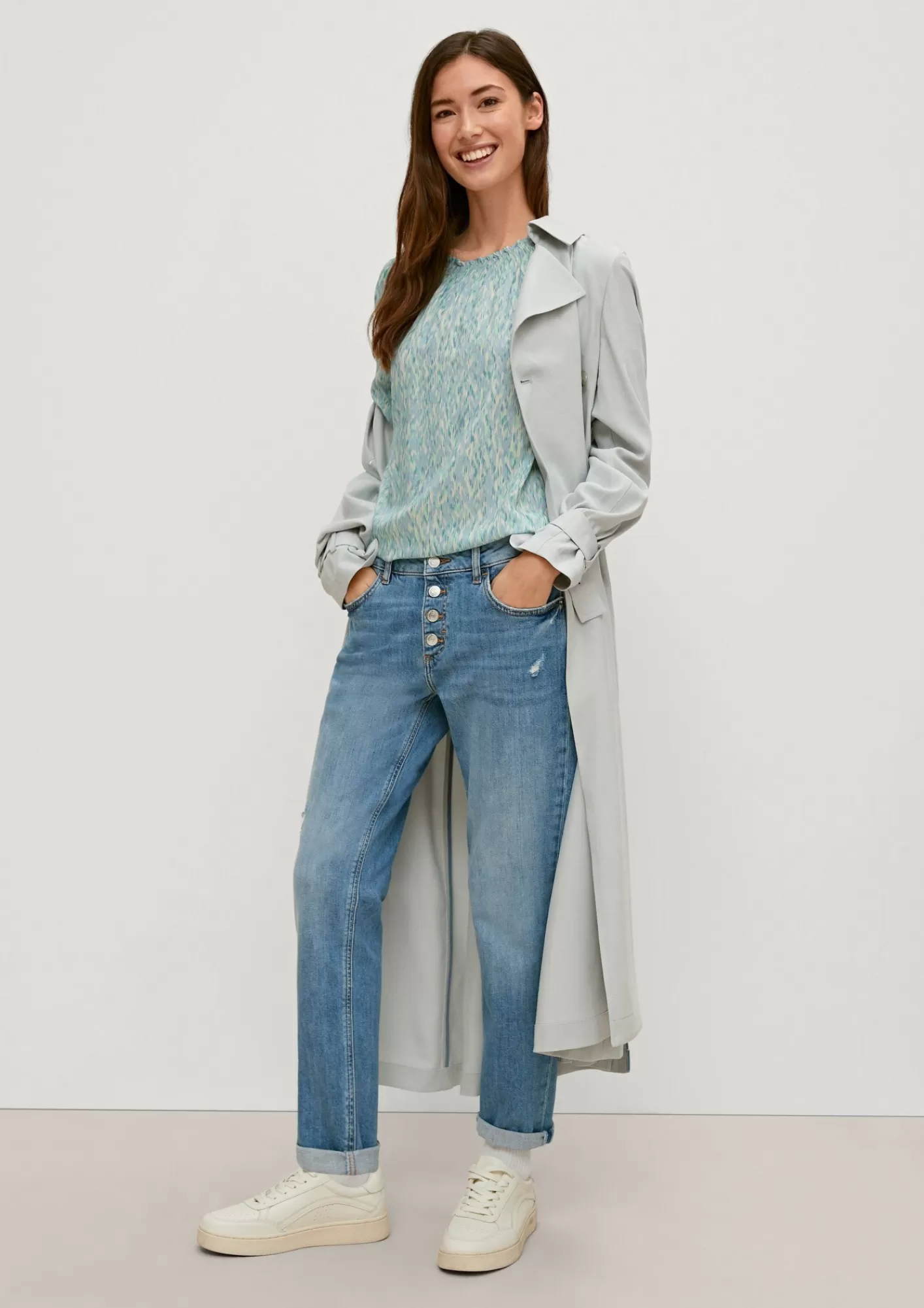 Cheap Comma Viskosebluse Mit Smok-Details